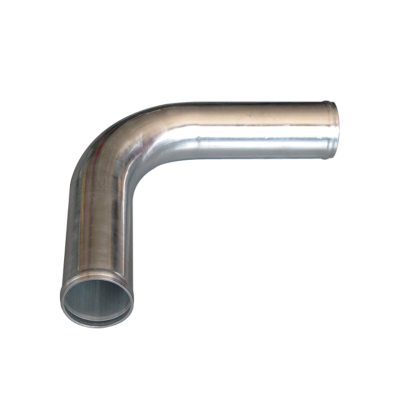 2" 90 Degree Aluminum Pipe, Mandrel Bent Polished, 2.0mm Thick Tube, 18" Length