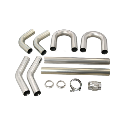 Universal Stainless Piping Kit 2.5" 8 pcs 45 90 Exhaust Flex Pipe Vband