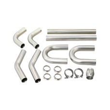 Universal Stainless Piping Kit 2.5" 8 pcs 90 U Exhaust Flex Pipe Vband