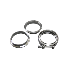 3.5" V-Band Clamp + 3.25" I.D. Flanges Male/Female (2 Flanges), 304 Stainless Steel , CNC Billet Flange