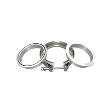 3.5" Stainless Steel V-Band Clamp + 3.5" I.D. Aluminum Flanges Male/Female (2 Flanges) with O-ring seal For Turbo Intercooler Piping Tube