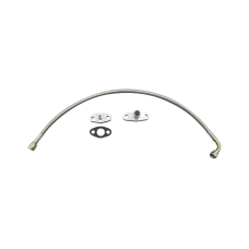 Universal  24" Turbo Oil Feed Hose Line Kit Braided AN4 w/ Restrictor + Drain Flange