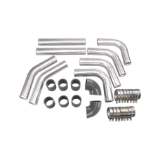 Universal 2.5" Aluminum Tube Turbo Intercooler Piping Pipe Kits +Silicone +Clamp